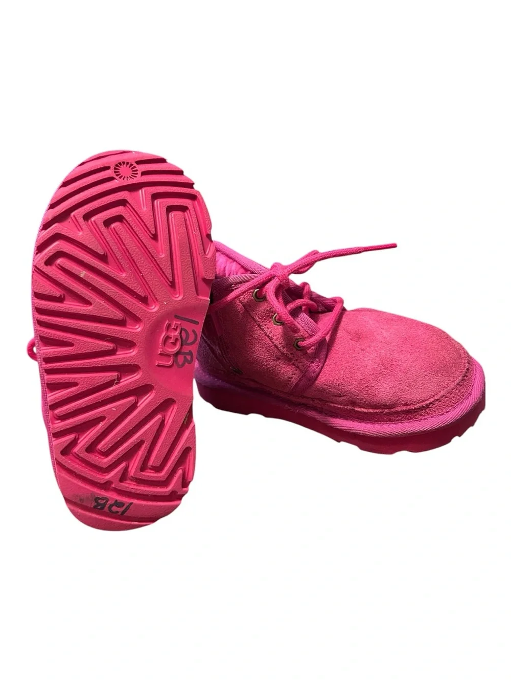 Ugg girls Pink Suede Lace-Up Boots sz 9